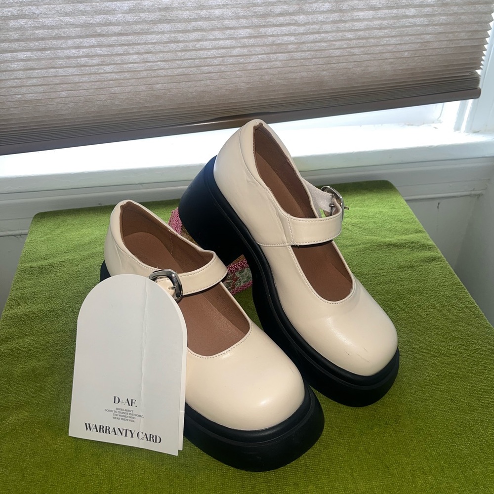 Cream Mary Jane Platform Shoes